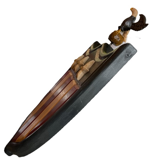 Vintage Red, White & Blue Hand Carved Wooden Liberty Shield w/Eagle 13.5” x 10” - Picture 7 of 7